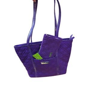 Vera Bradley Tote & Wallet Set - Elderberry Purple - NWT Quilted Microfiber